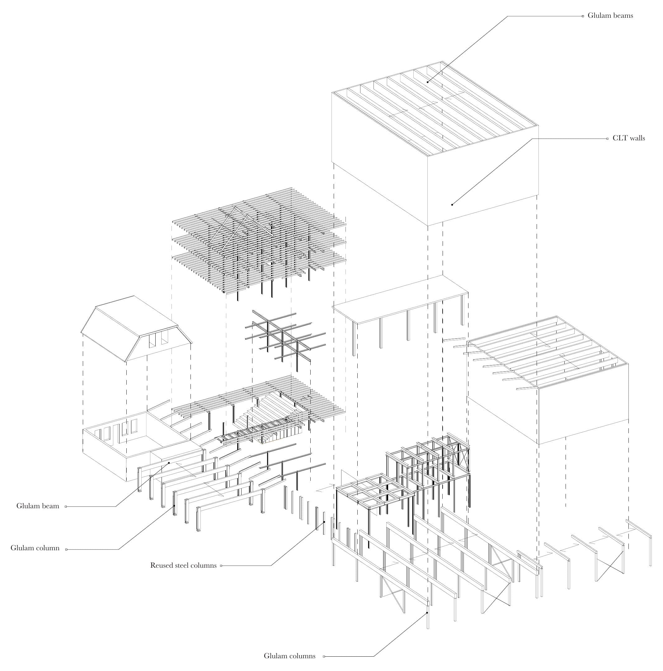 Exploded structural axonometric, 2025