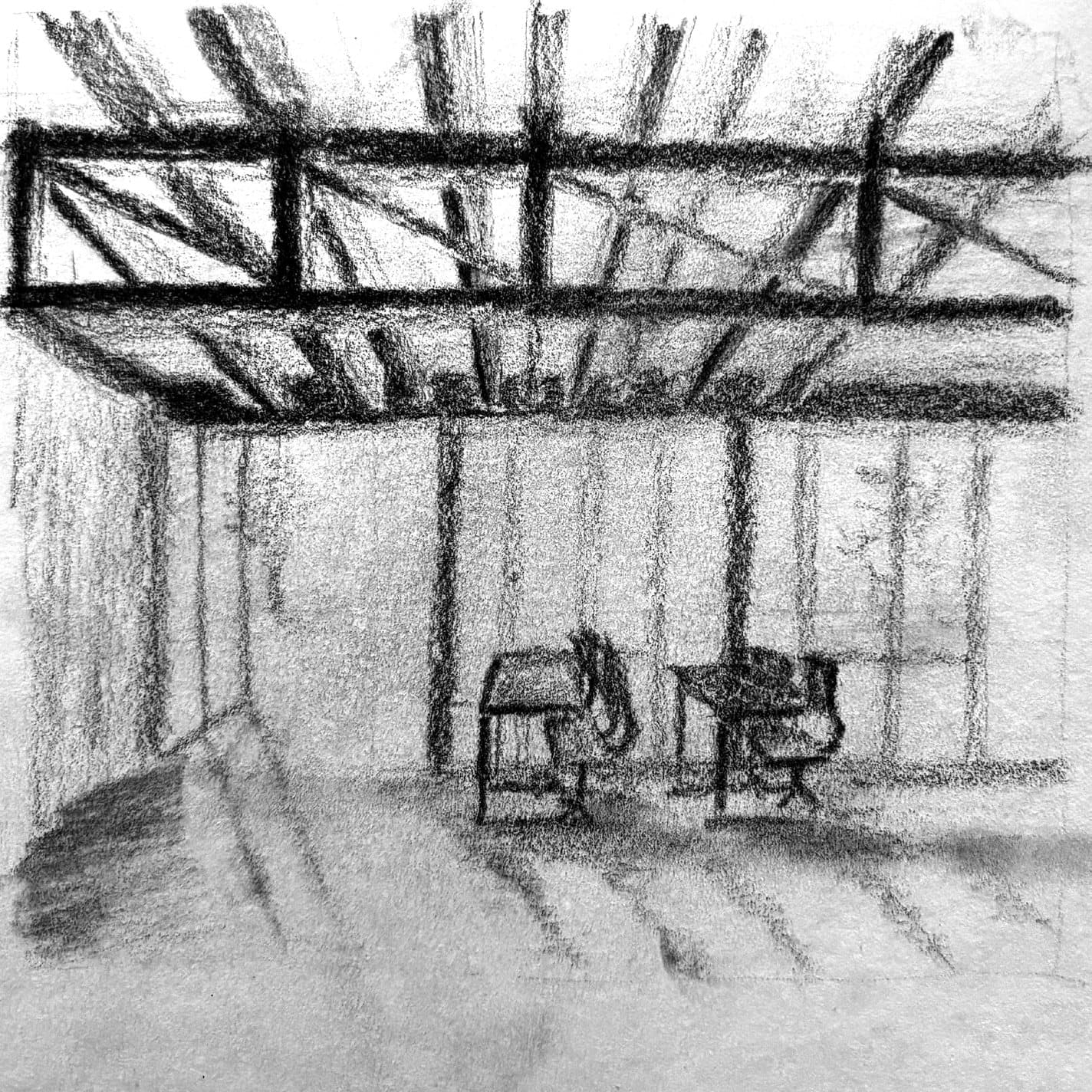 Hand sketch, charcoal, 2026