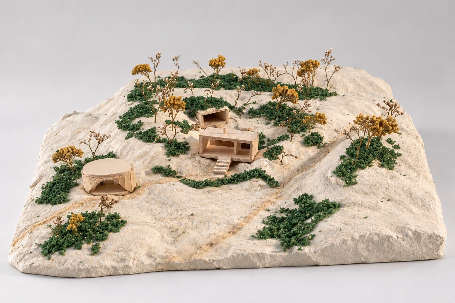 In the dunes, 1:500 site model, salt dough, 2023